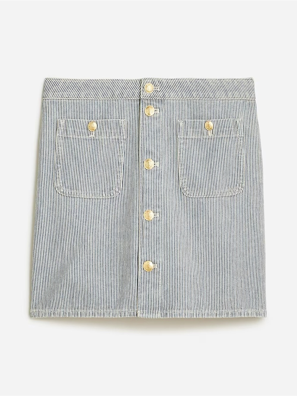 J. Crew Navy and White Striped Button-Front Mini Skirt